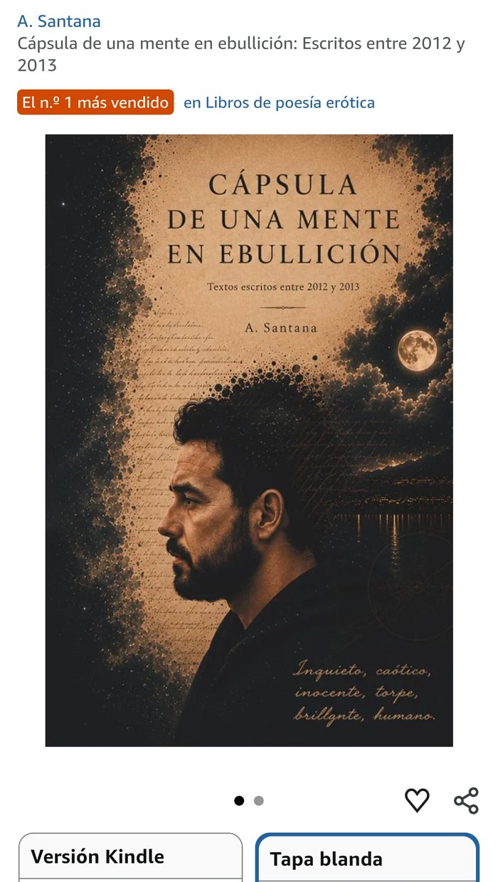 Ficha de producto en Amazon con la insignia El n.º 1 más vendido en Libros de poesía erótica
