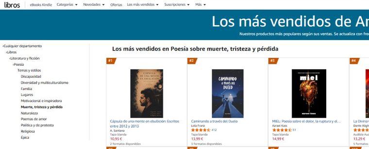Lista de más vendidos en Amazon: número 1 en Poesía sobre muerte, tristeza y pérdida