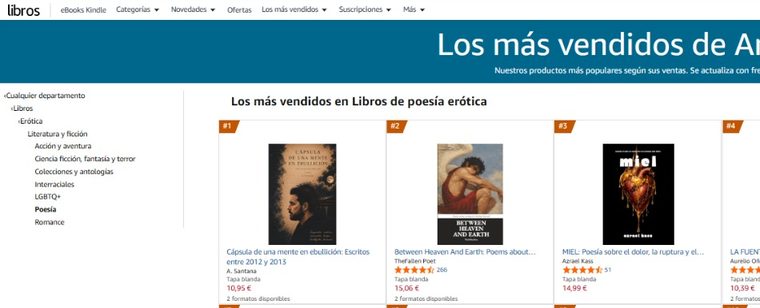 Lista de más vendidos en Amazon: Cápsula de una mente en ebullición, número 1 en Libros de poesía erótica